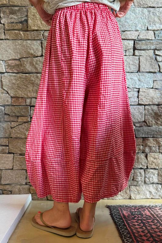 Arbi Gingham Pocket Culotte Pant Chilli